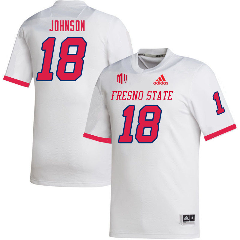 Men #18 Isaiah Johnson Fresno State Bulldogs College Football Jerseys Sale-White - Click Image to Close